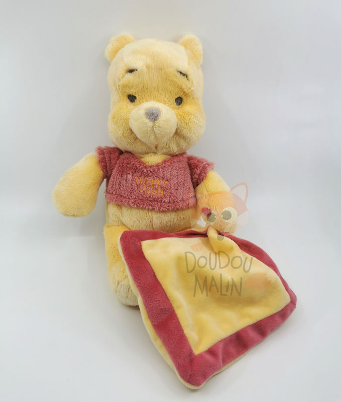  winnie the pooh plush with comforter yellow red 25 cm 
